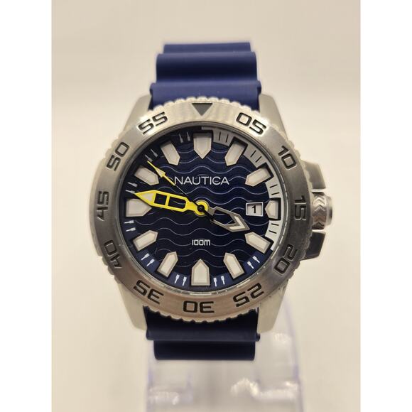Nautica NAI12527G Blue Wave Stainless Steel 42mm Dive Watch. - Picture 1 of 12